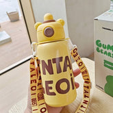Little Bear Children's Thermos Cup - 316 Stainless Steel Crossbody Water Bottle