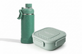 Student Nordic Style Plastic Compartment Lunch Box & Vacuum Insulated Stainless Steel Water Bottle Flask Set – Portable Leak-Proof School Meal and Hydration Combo for Students, Office & Travel