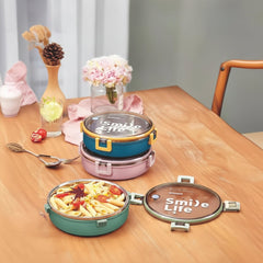 Smile Life Circular Lunch Box – Leak-Proof, Eco-Friendly