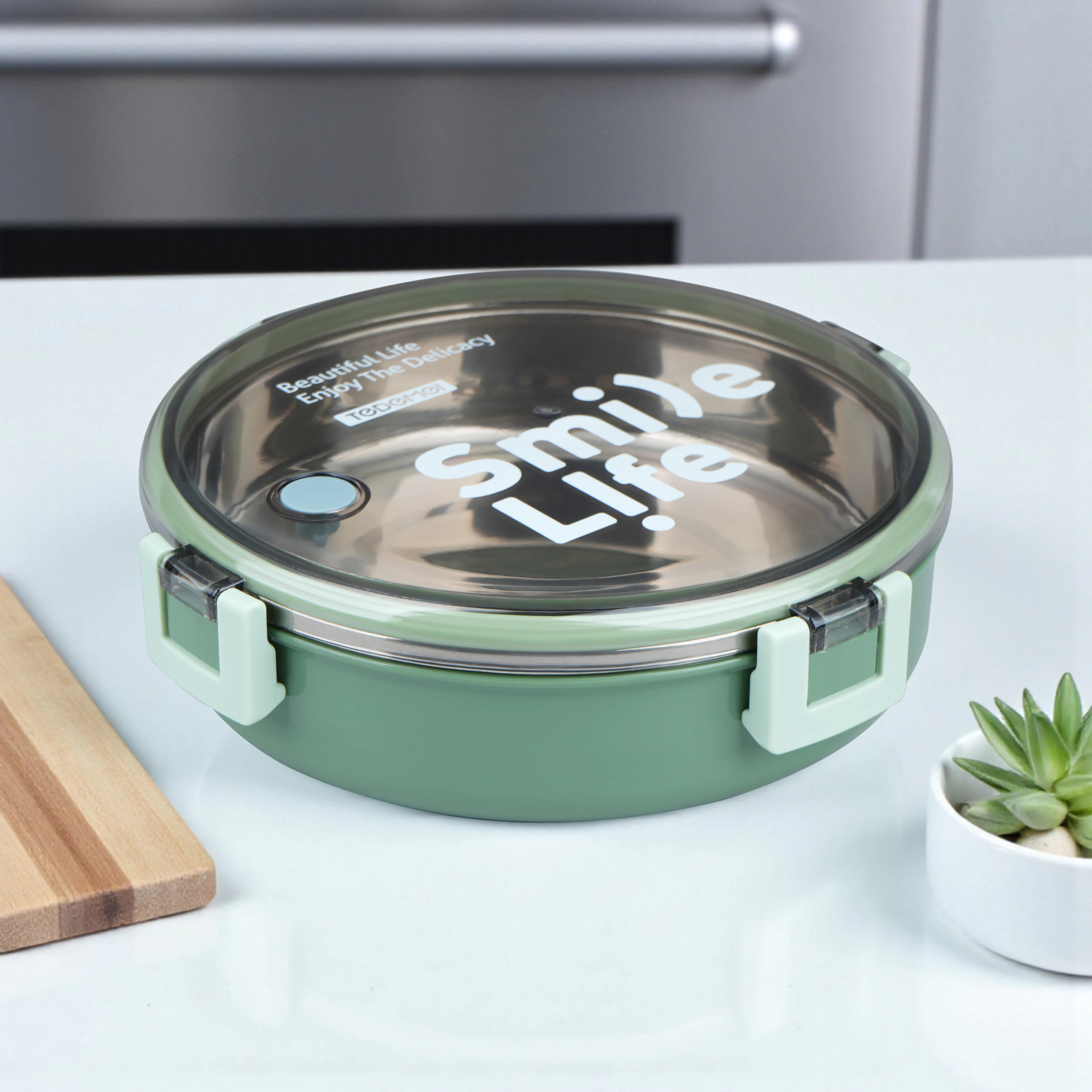 Smile Life Circular Lunch Box – Leak-Proof, Eco-Friendly