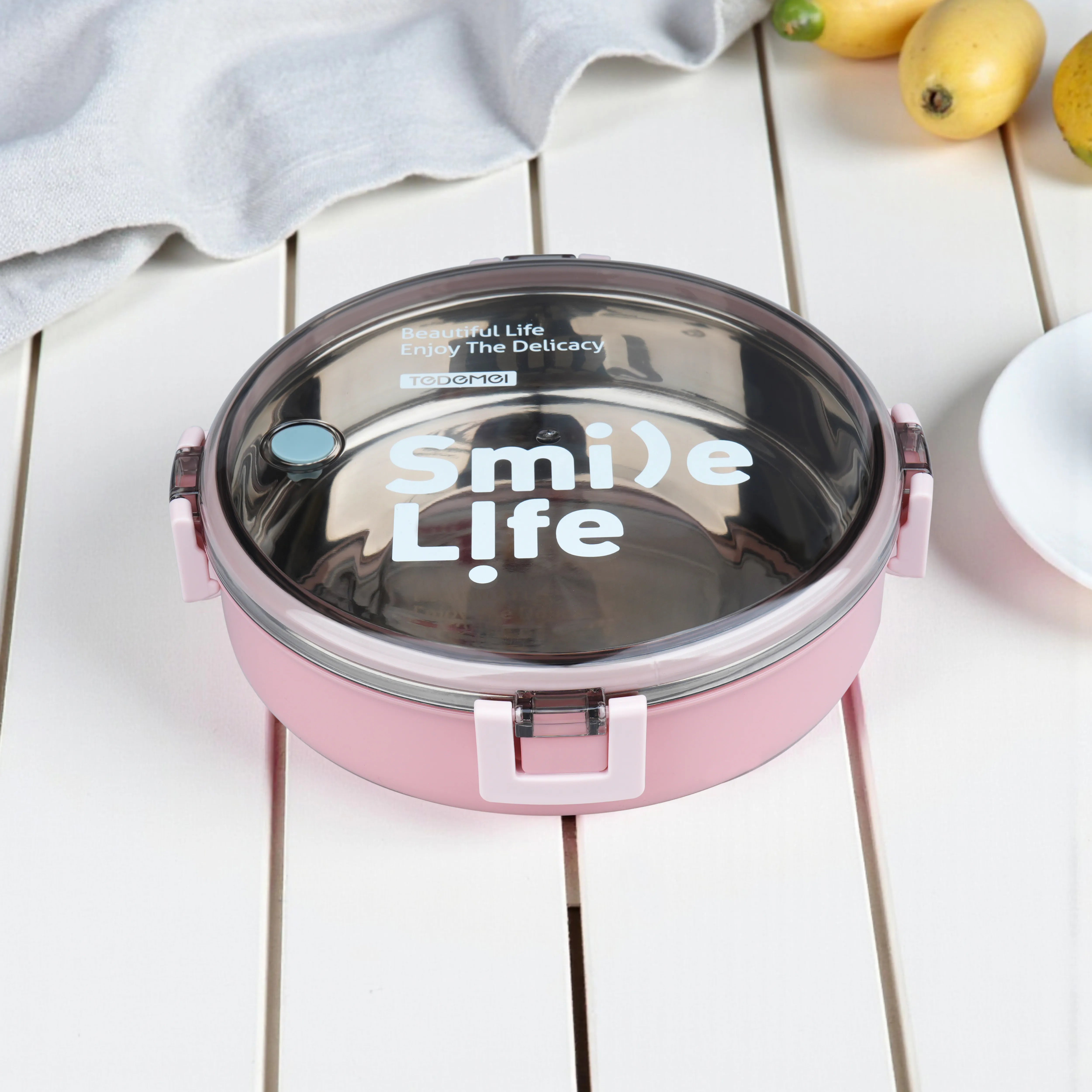 Smile Life Circular Lunch Box – Leak-Proof, Eco-Friendly