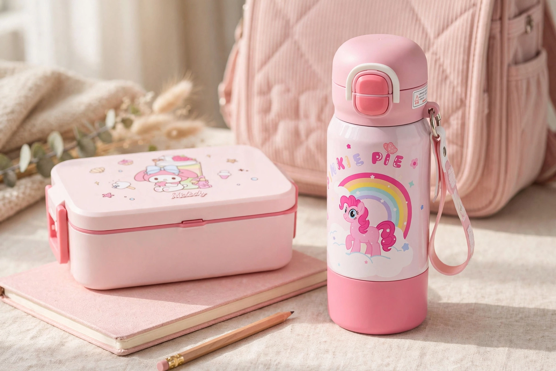 Single Layer Lunch Box & Thermos Funtainer Insulated Water Bottle Set – Portable School, Student, Office & Picnic Meal Container with Leak-Proof Hydration Bottle