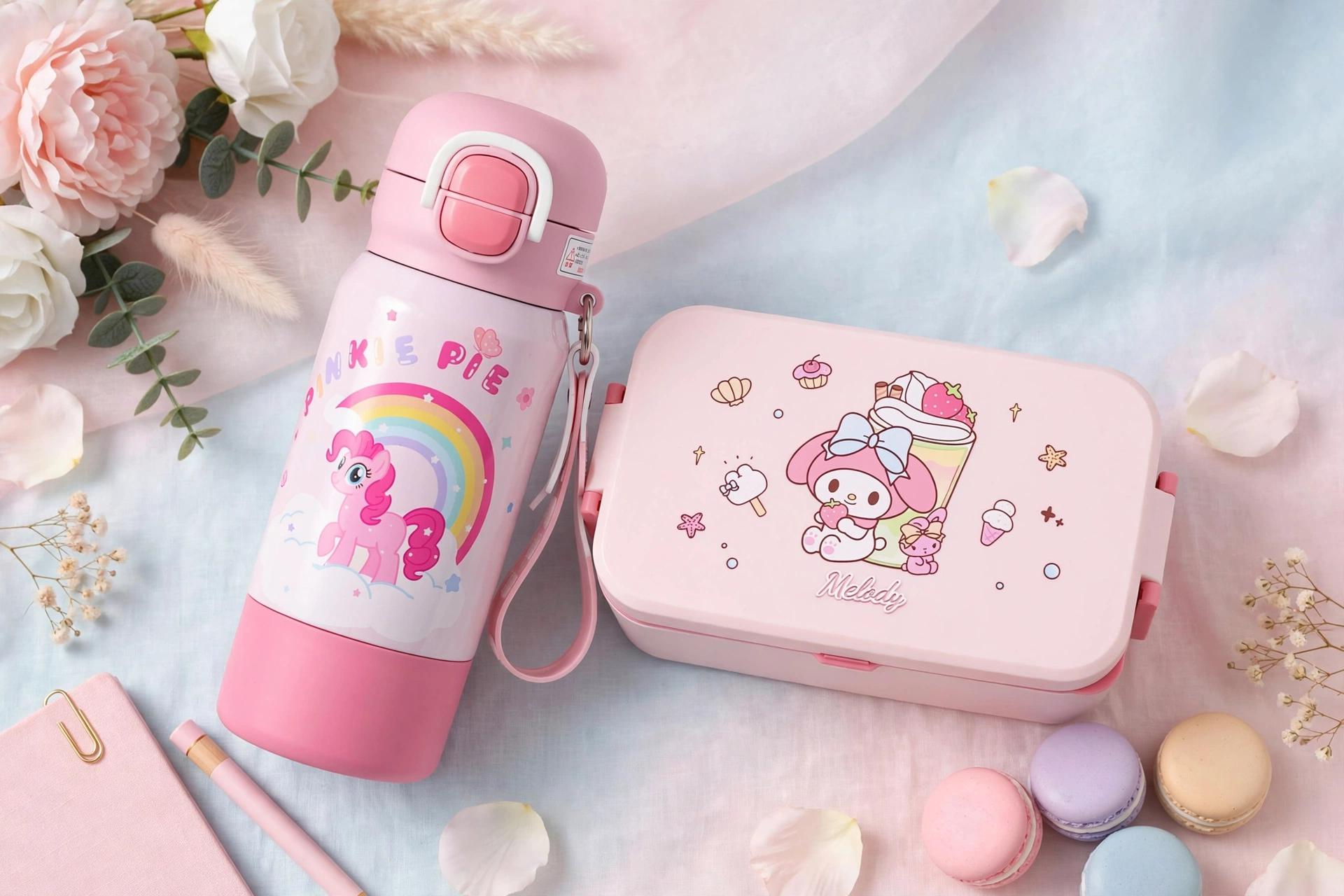 Single Layer Lunch Box & Thermos Funtainer Insulated Water Bottle Set – Portable School, Student, Office & Picnic Meal Container with Leak-Proof Hydration Bottle