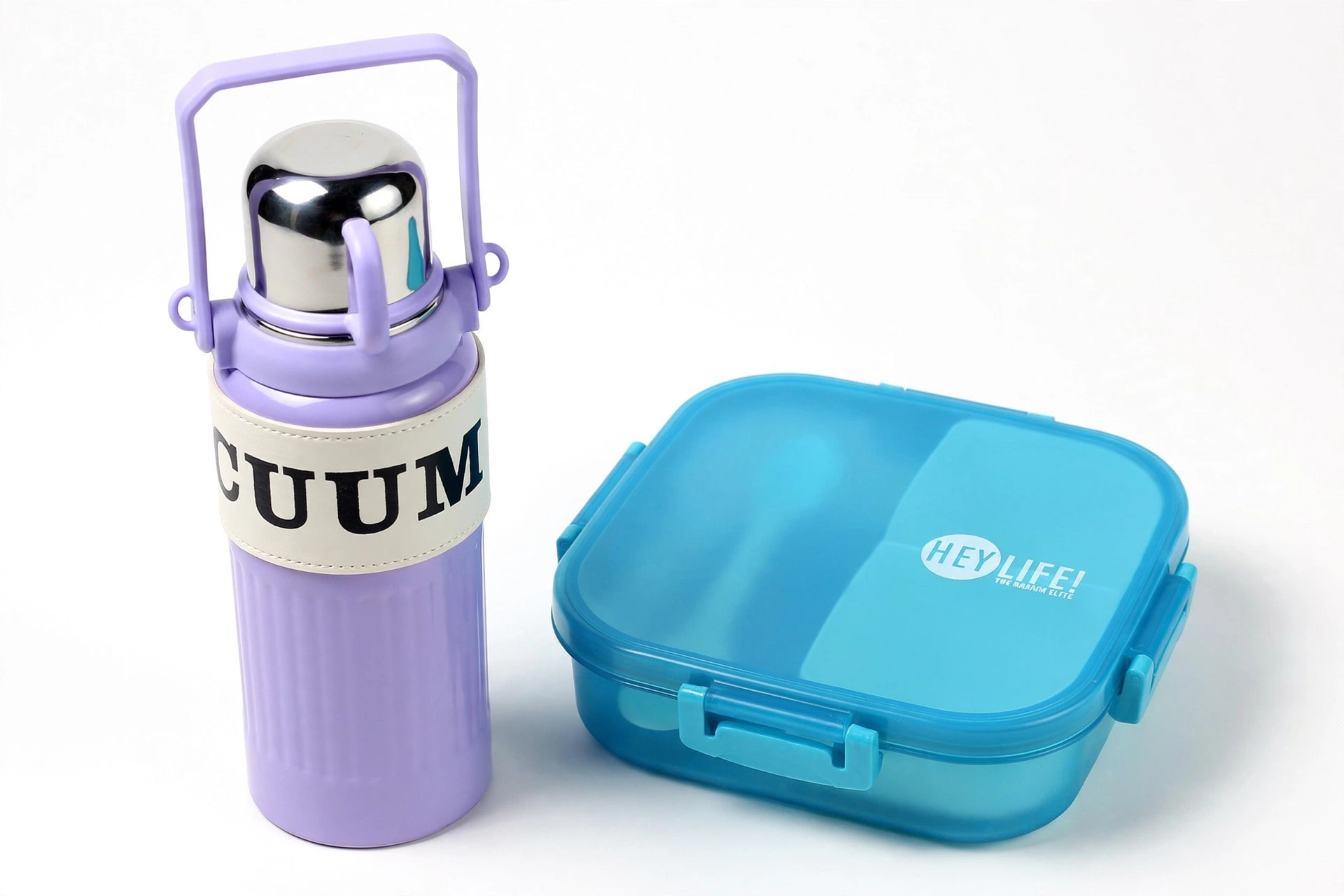 Stainless Steel Portable Handheld Water Bottle & Sealed Three-Compartment Square Lunch Box Set – Leak-Proof Student Meal and Hydration Combo for School, Office & Travel
