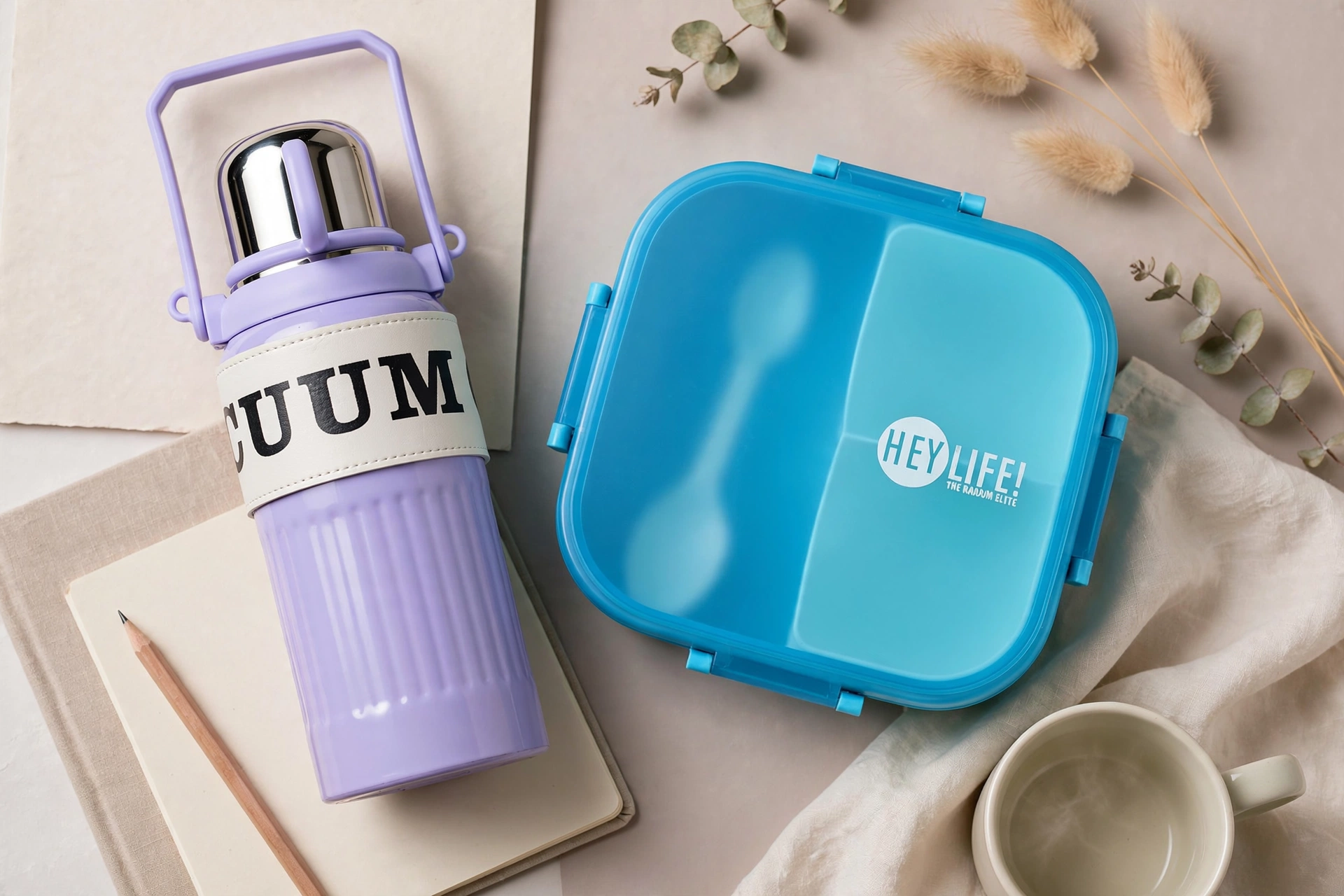 Stainless Steel Portable Handheld Water Bottle & Sealed Three-Compartment Square Lunch Box Set – Leak-Proof Student Meal and Hydration Combo for School, Office & Travel
