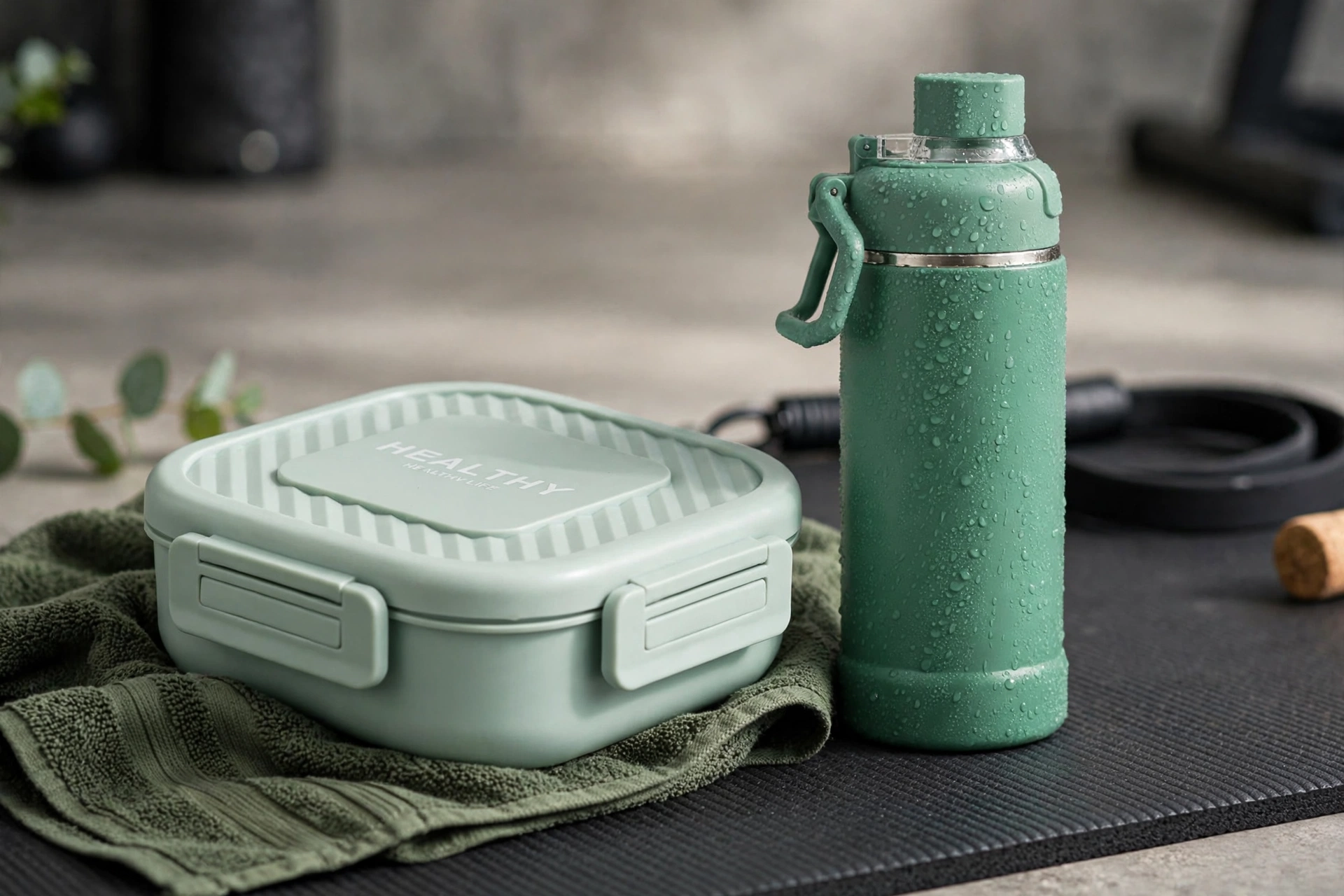Student Nordic Style Plastic Compartment Lunch Box & Vacuum Insulated Stainless Steel Water Bottle Flask Set – Portable Leak-Proof School Meal and Hydration Combo for Students, Office & Travel