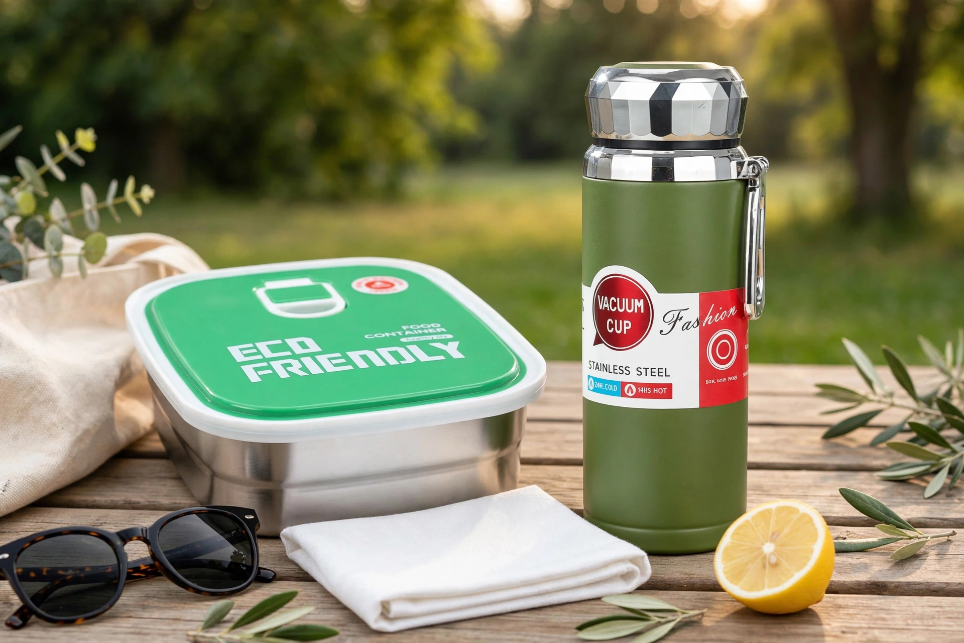 Stainless Steel Vacuum Cup 800ml & Tedemei Rectangle Stainless Steel Food Container Set – Premium Leak-Proof Insulated Travel Mug and Portable Lunch Box for Hot & Cold Beverages, School, Office & Travel