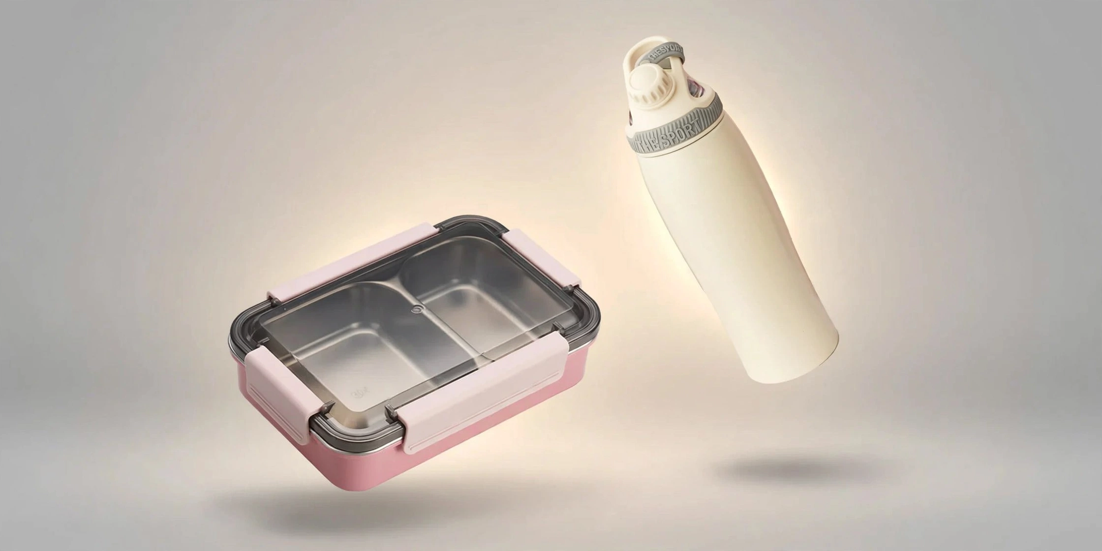 Stainless Steel Compartment Lunch Box & Aqua Sport Pro Leak-Proof Water Bottle Set – Portable Student Meal & Hydration Combo