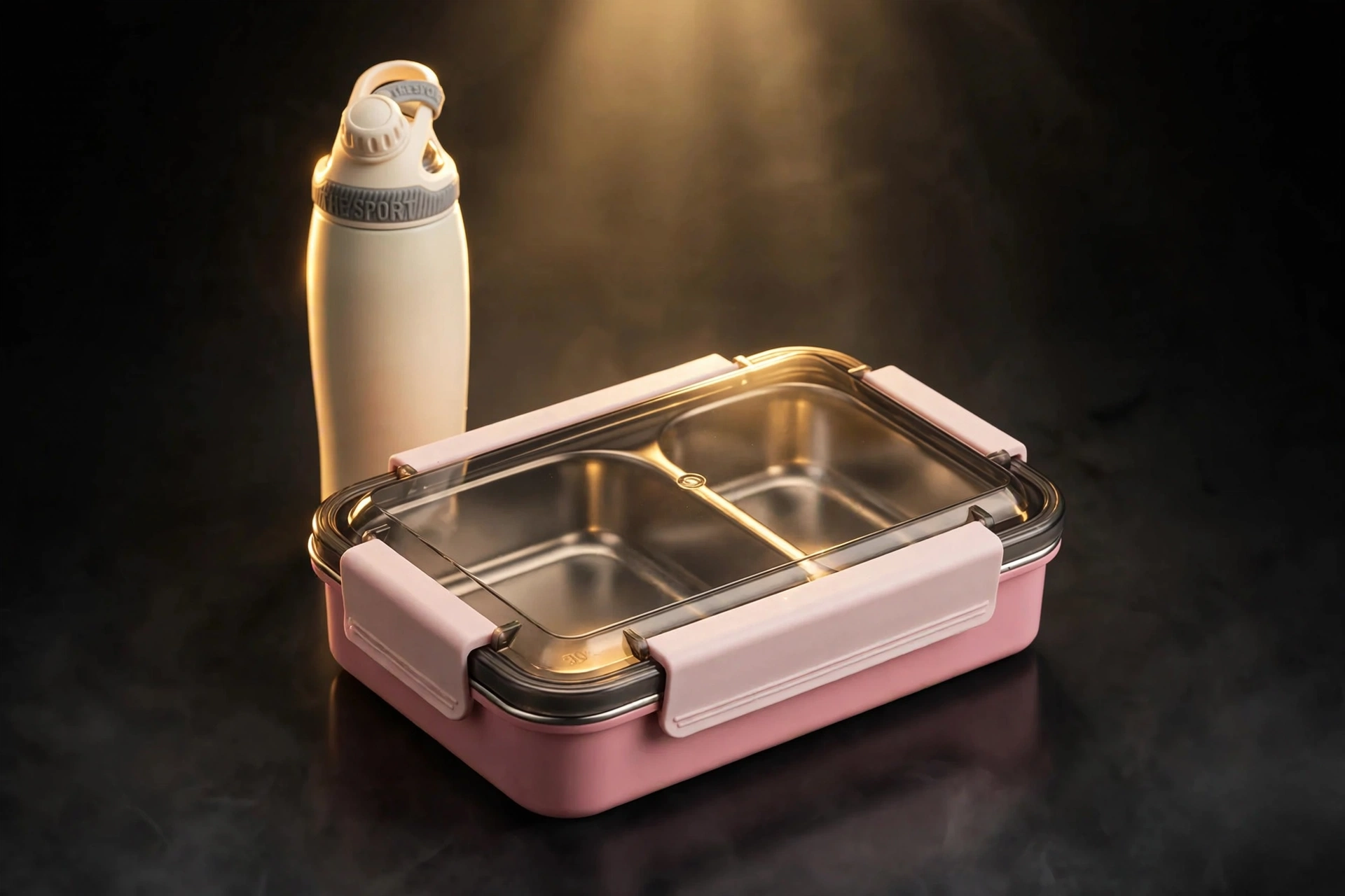 Stainless Steel Compartment Lunch Box & Aqua Sport Pro Leak-Proof Water Bottle Set – Portable Student Meal & Hydration Combo
