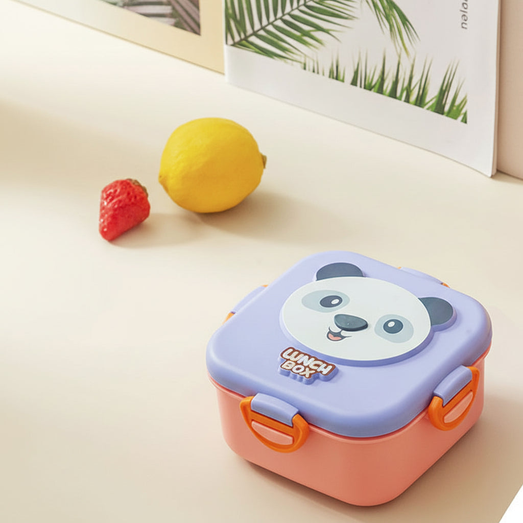 Plastic Cartoon Animal Lunch Box with Tableware - Panda, Koala & Monkey Designs