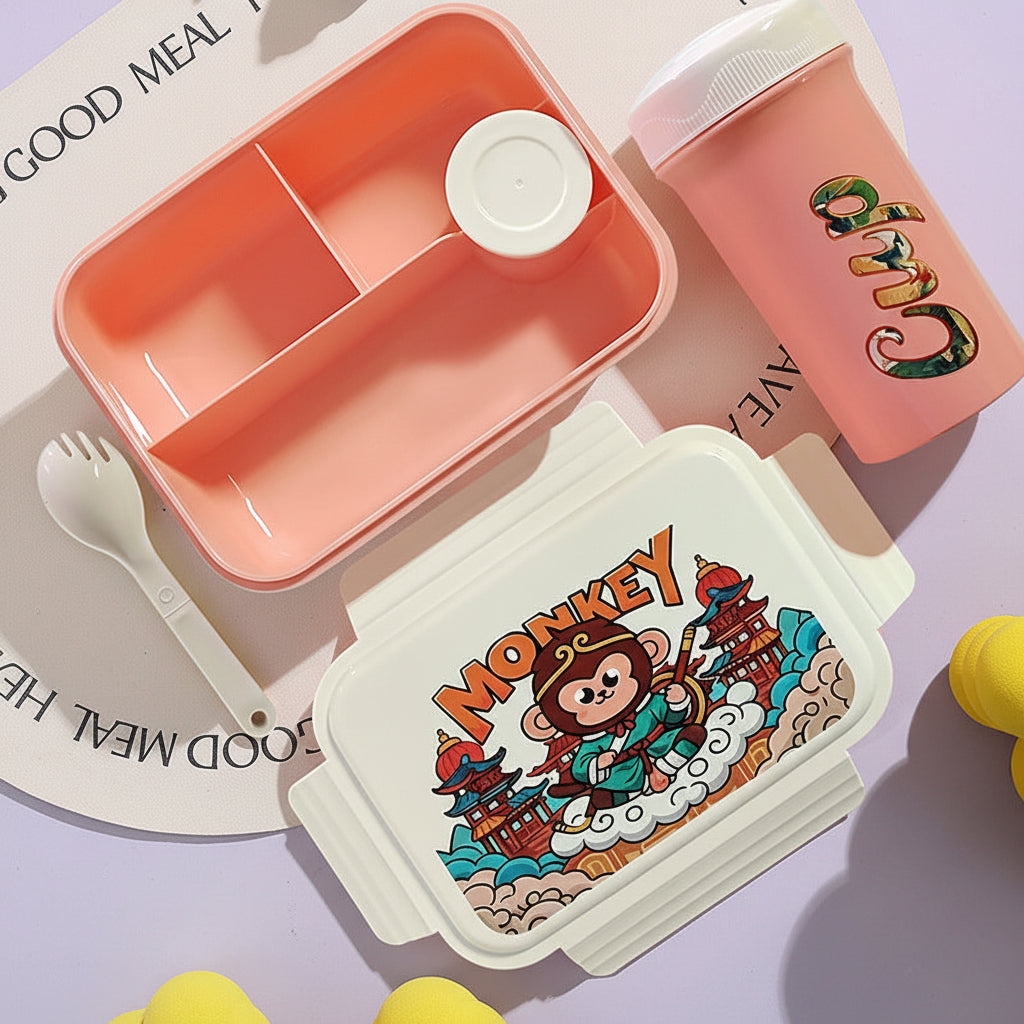 Student Cartoon Compartment Lunch Box