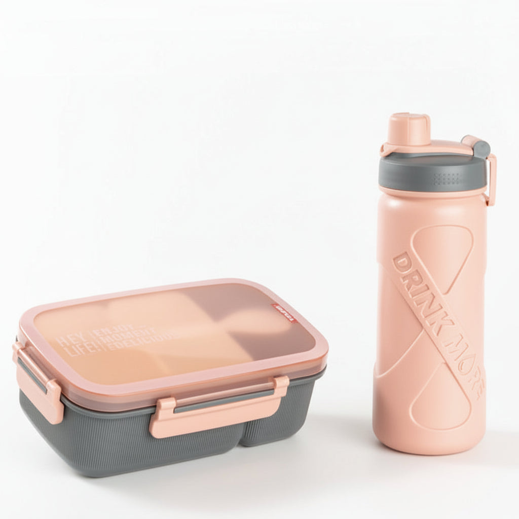 Viassin Fashion Sealed 3-Compartment Lunch Box bottle Suit