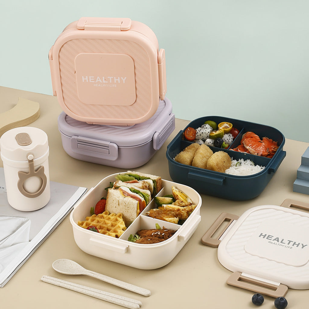 Student Nordic Style Plastic Compartment Lunch Box