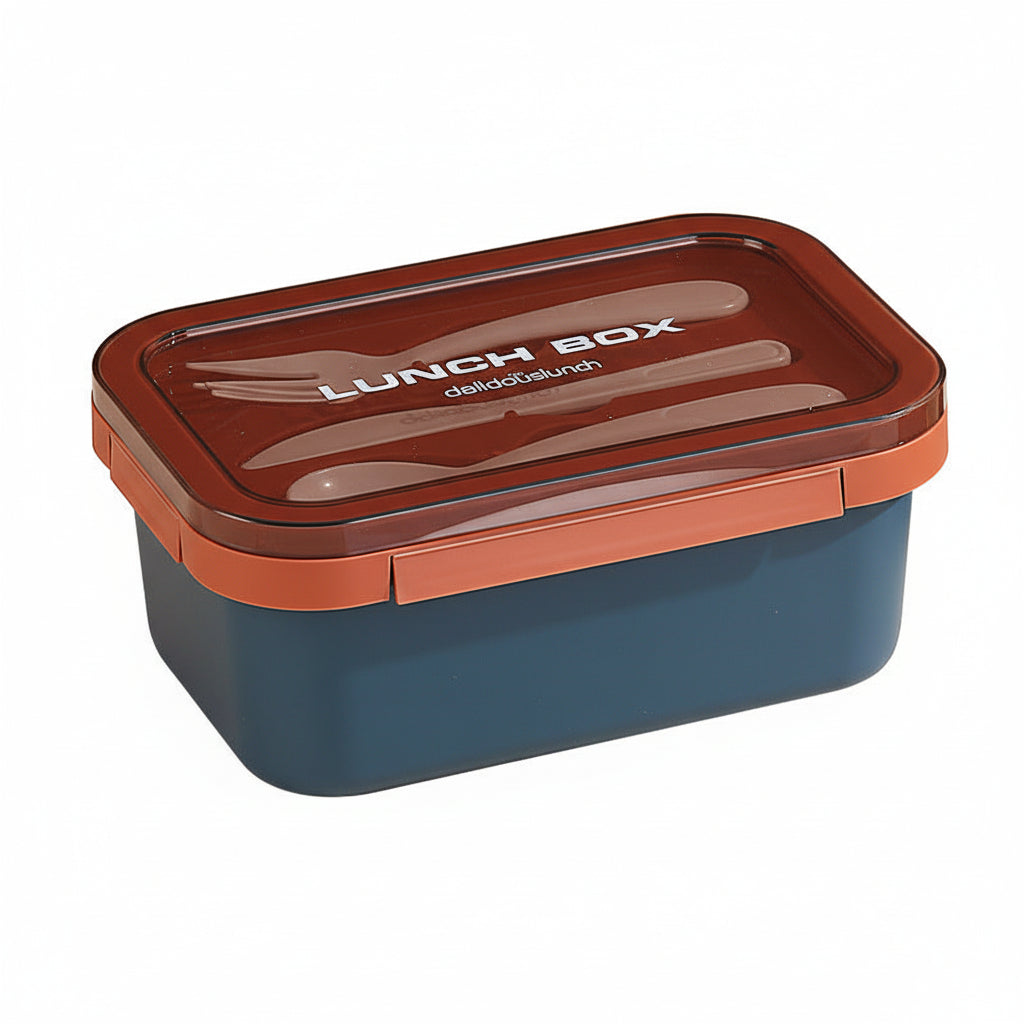 Plastic Student Lunch Box – Nordic Style Compartmentalized Bento Box with Cutlery for Picnic