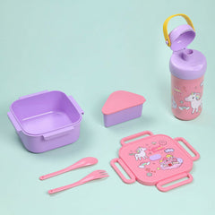 Plastic Sealed Capacity CartoonLunch Box with Spoon and Fork