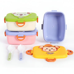 Plastic Cartoon Animal Lunch Box with Tableware - Panda, Koala & Monkey Designs