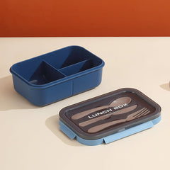 Plastic Student Lunch Box – Nordic Style Compartmentalized Bento Box with Cutlery for Picnic