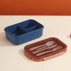 Plastic Student Lunch Box – Nordic Style Compartmentalized Bento Box with Cutlery for Picnic