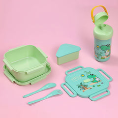 Plastic Sealed Capacity CartoonLunch Box with Spoon and Fork
