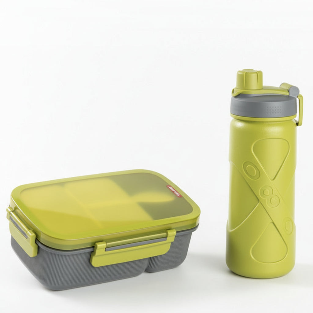 Viassin Fashion Sealed 3-Compartment Lunch Box bottle Suit