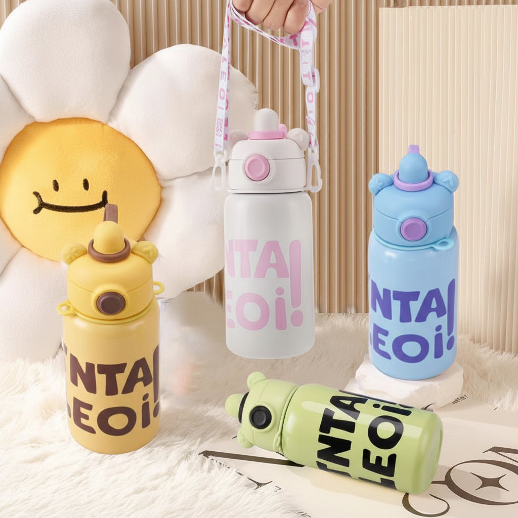 Little Bear Children's Thermos Cup - 316 Stainless Steel Crossbody Water Bottle