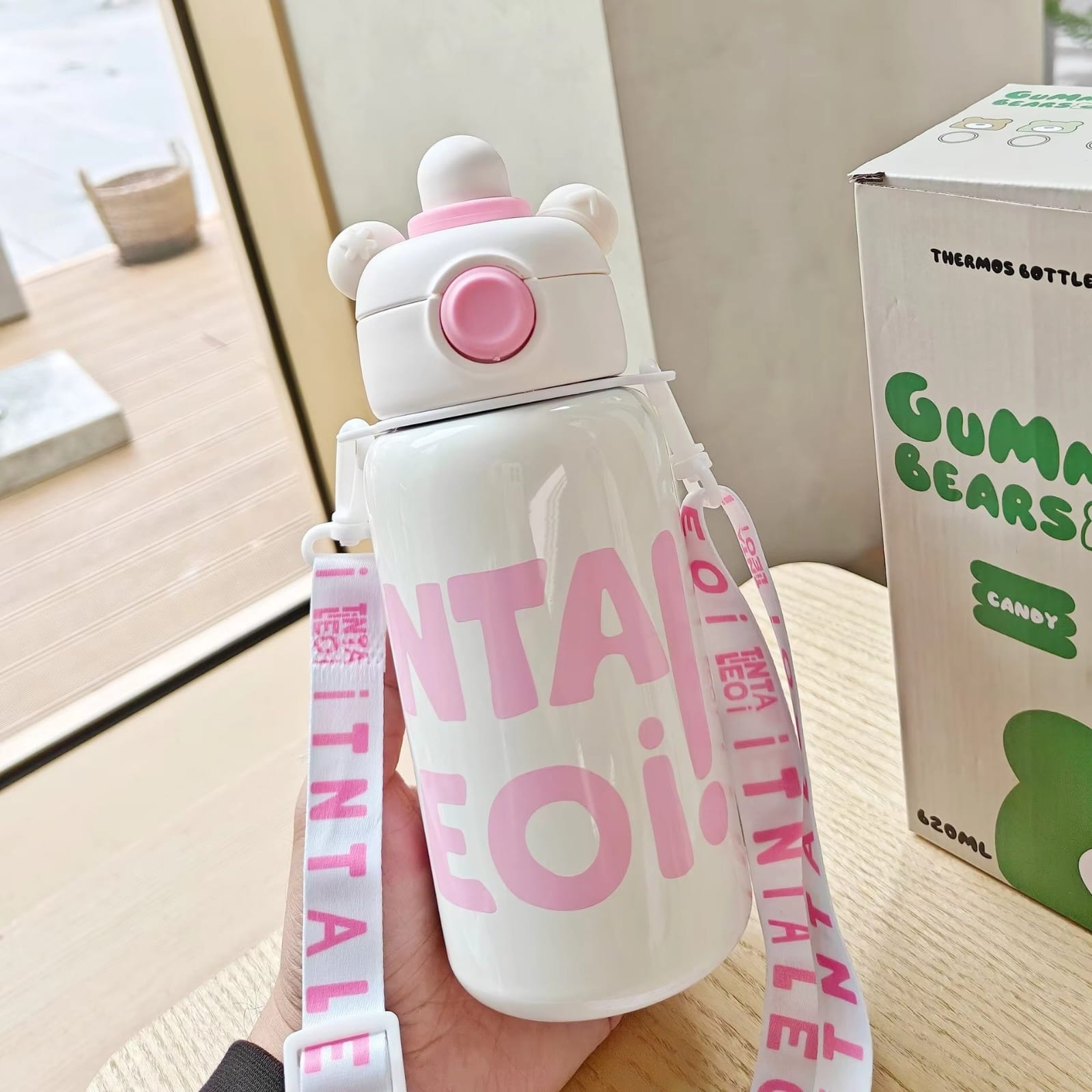 Little Bear Children's Thermos Cup - 316 Stainless Steel Crossbody Water Bottle