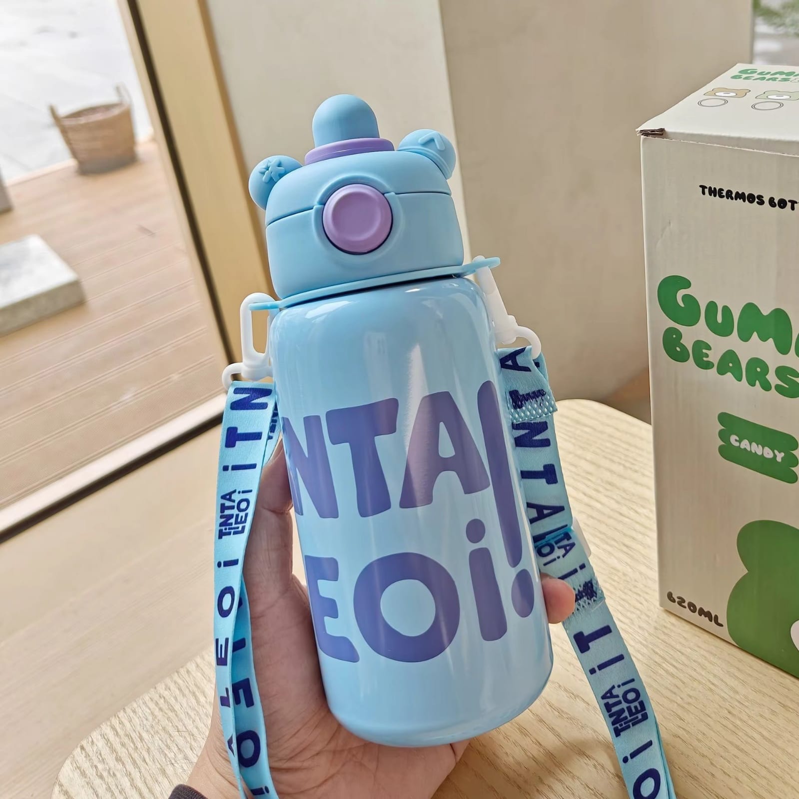 Little Bear Children's Thermos Cup - 316 Stainless Steel Crossbody Water Bottle