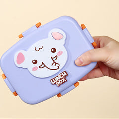 Plastic Cartoon Animal Lunch Box with Tableware - Panda, Koala & Monkey Designs
