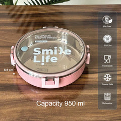 Smile Life Circular Lunch Box – Leak-Proof, Eco-Friendly