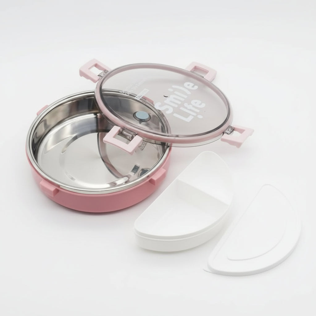 Smile Life Circular Lunch Box – Leak-Proof, Eco-Friendly